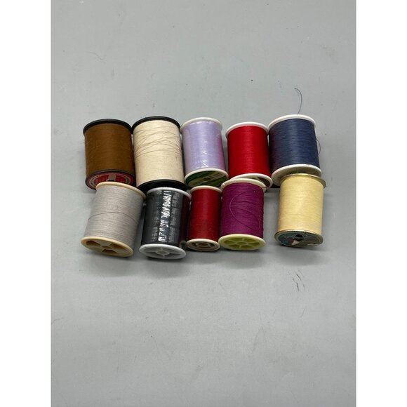 10 spools of polyester thread varying colors red white and sizes READ - Picture 3 of 6